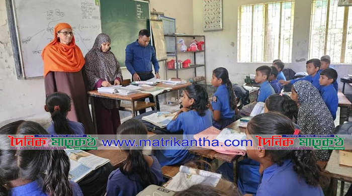 পরিদর্শনে গিয়ে শ্রেণী কক্ষে গোয়ালন্দে উপজেলা নির্বাহী অফিসারের পাঠদান